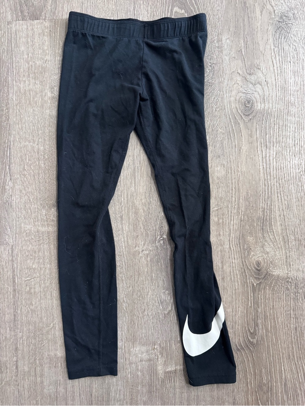 Nike Black Kids Leggings with White Swoosh Accent